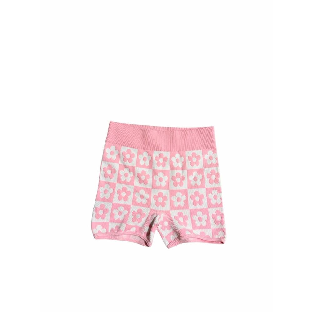 NWOT Kimberly Women's Size Small Pink White Floral Biker Shorts